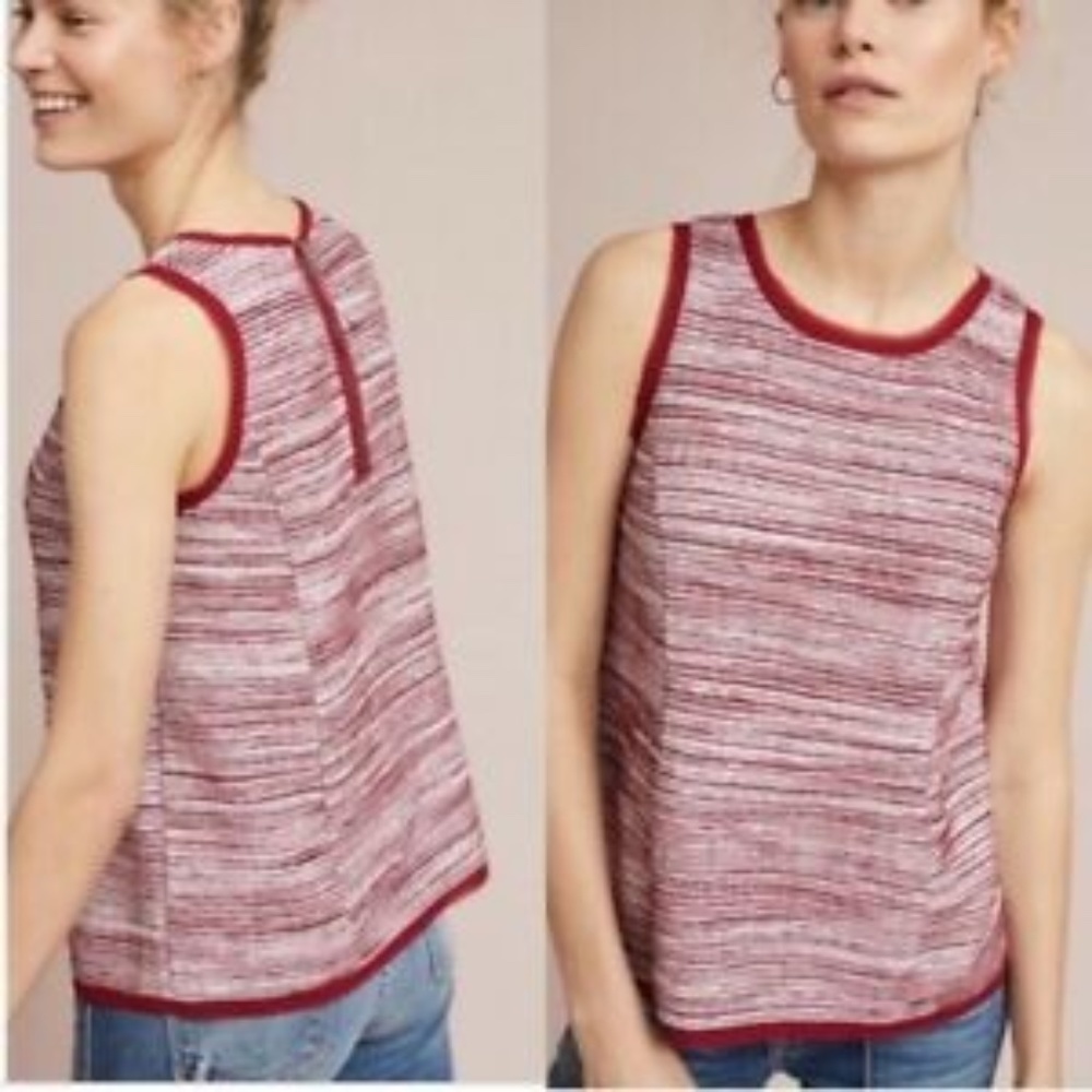 Anthropologie Marled Red and White Sleeveless Knit Tank